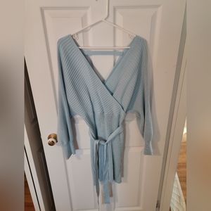 SHEIN Maternity Surplice Neck Belted Sweater Dress Size L